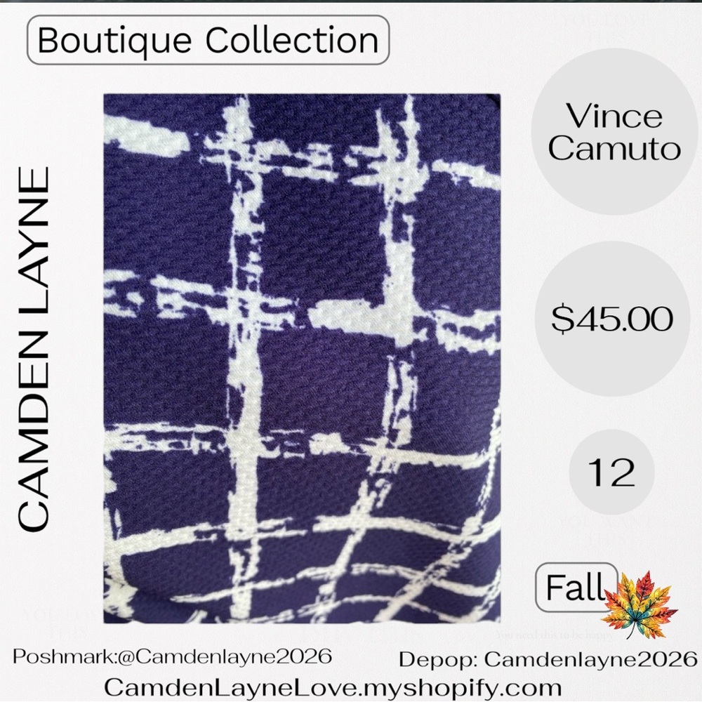 Vince Camuto Navy and White Diamond Print Mini Dress - Picture 7 of 8